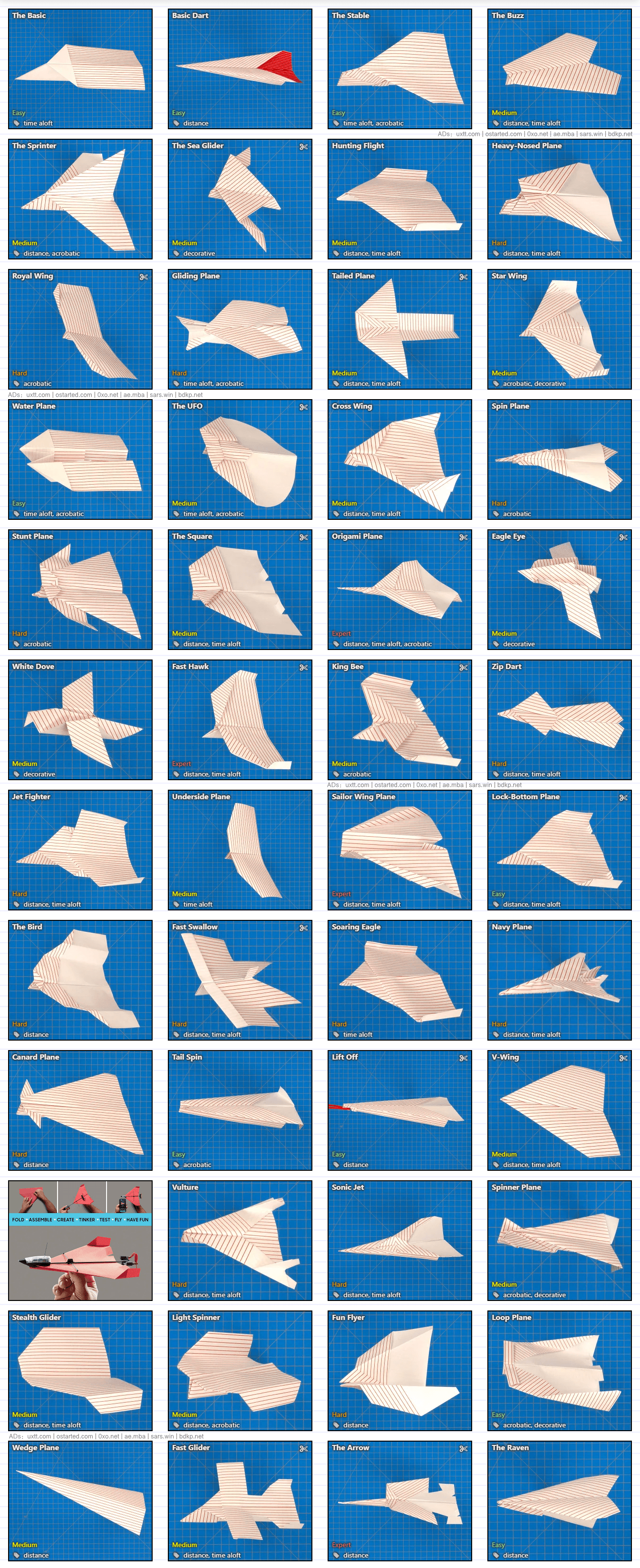 Fold 'N Fly 纸飞机折法图解大全 折纸教程 - 第3张图片